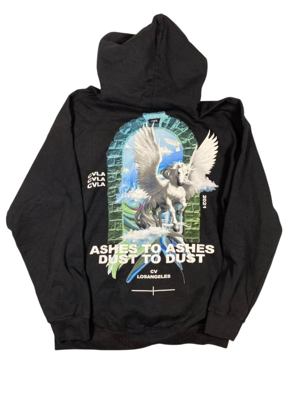 VCLA Ashes To Ashes Hoodie Black Large Cotton Blend Sweatshirt Kangaroo Pocket - Picture 2 of 4